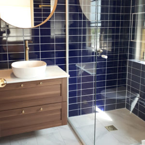 Blue & Brass Bathroom Style Gold Coast