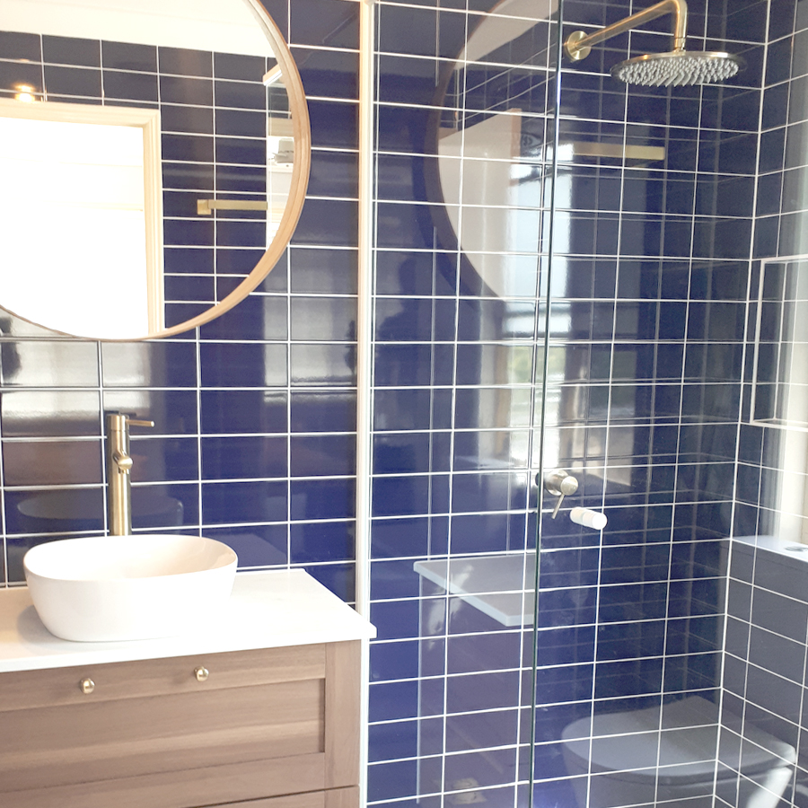 Blue and Brass Bathroom Gold Coast