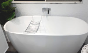 Free-Standing Bathtub with Tiled Feature Wall