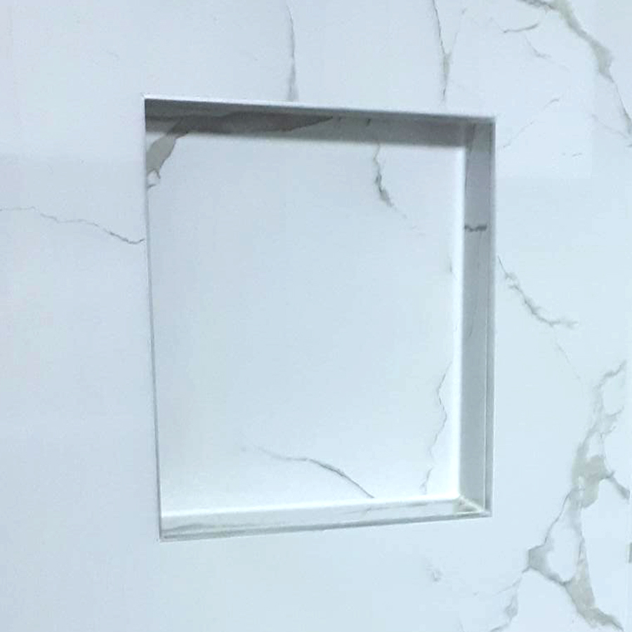 Marble tile bathroom niche
