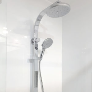 Silver Showerhead with White Tiles