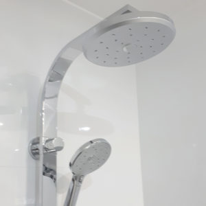 Silver Showerhead with White Tiles