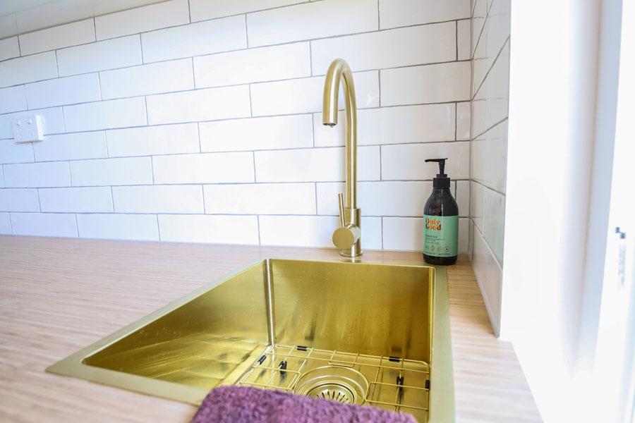 Brushed brass tapware - Gold Coast bathroom renovation by Armrock Constructions