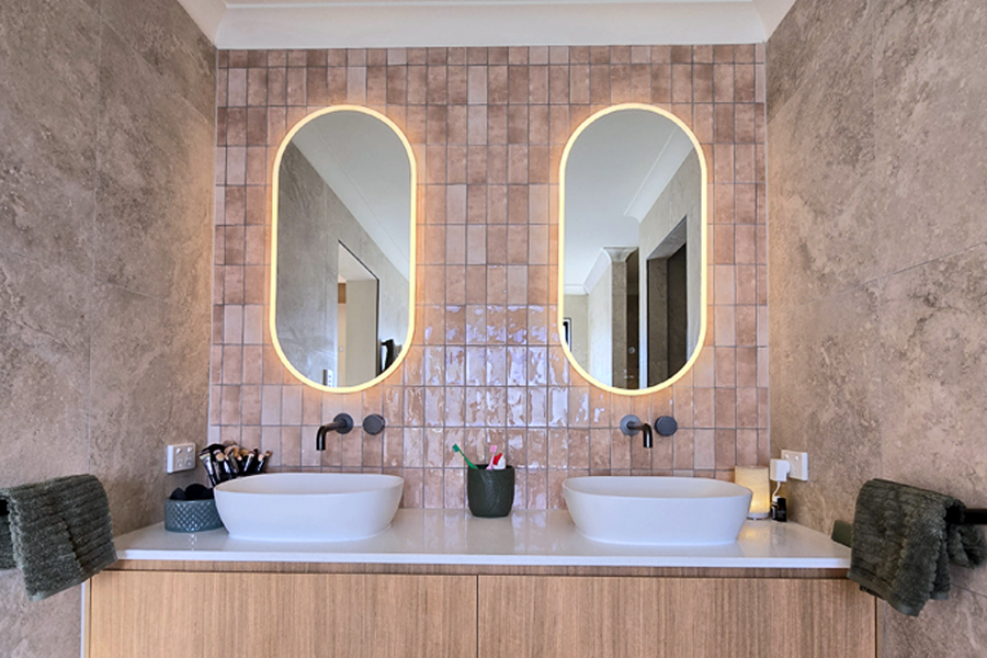 Double Vanity with a Feature Tile Statement - Robina