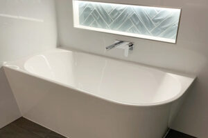 LED Niche with herringbone tiles