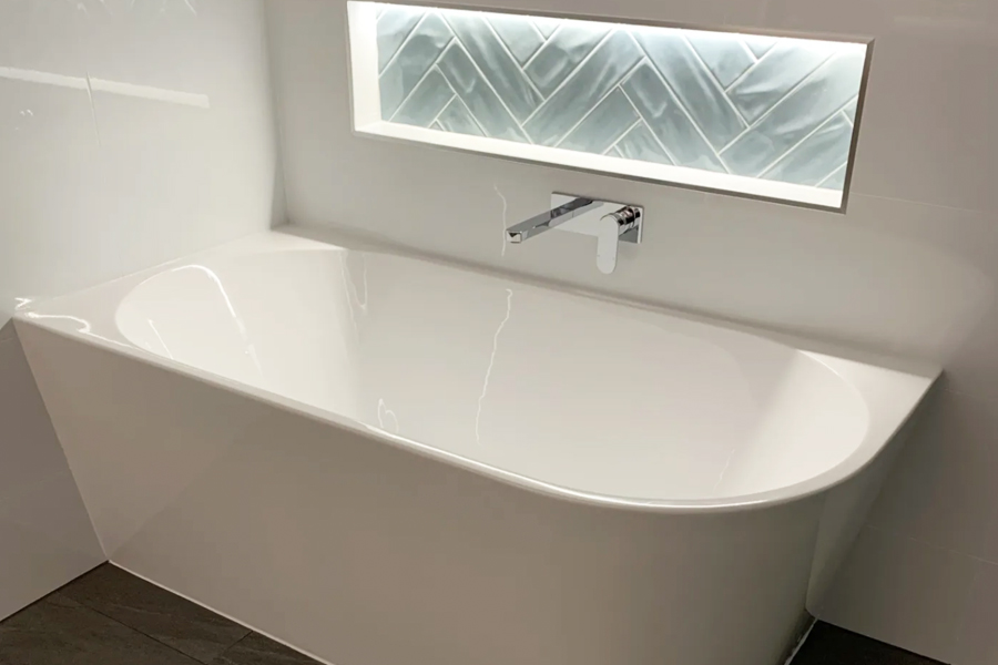 LED Niche with herringbone tiles