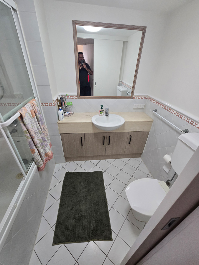 View of bathroom interior prior to renovation.