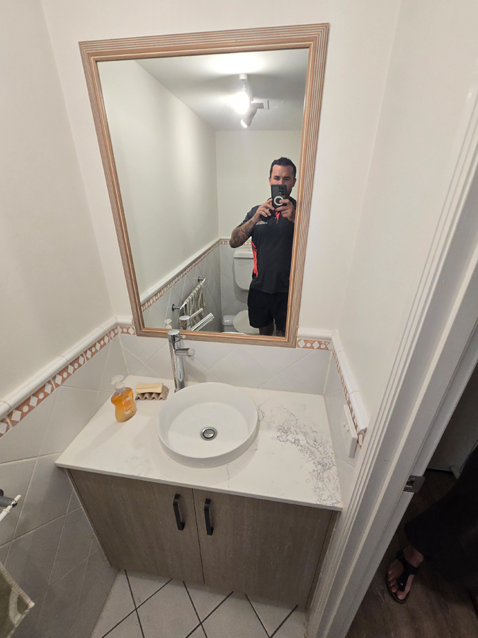 View of vanity before reno.