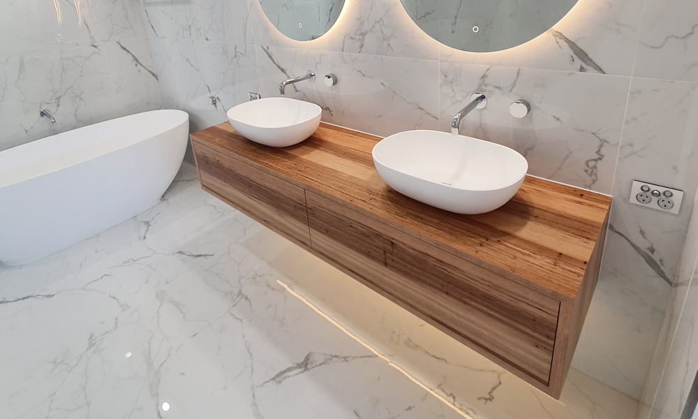 Timber Look Laminates In Bathroom, How To Laminate Bathroom Vanity