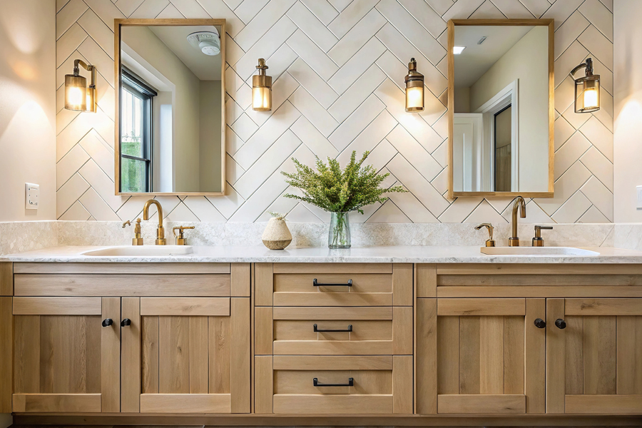 Large / Oversized Herringbone tiles create a different effect
