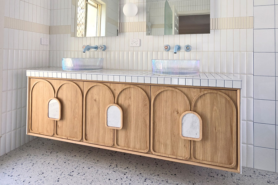Tiled custom vanity benchtop