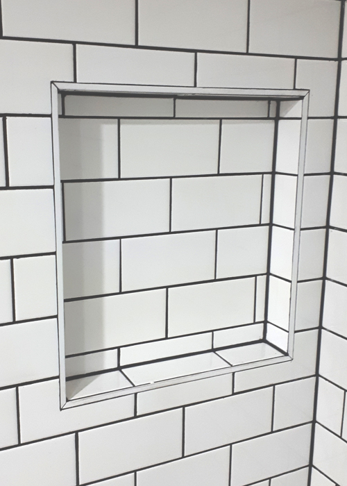 White Subway tile Niche